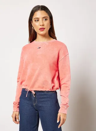 Drawstring Hem Relaxed Fit Sweatshirt 