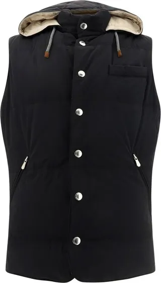 Brunello Cucinelli Drawstring Hooded Down Gilet