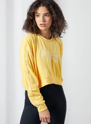 Retro Femme Terry Cropped Sweatshirt Topaz Gold 
