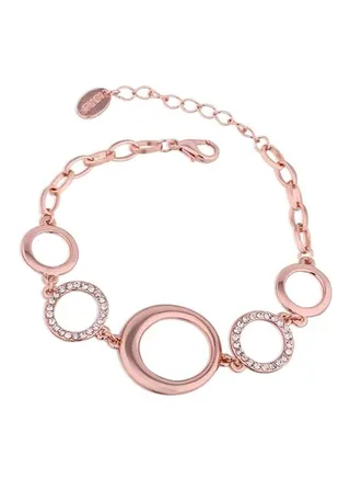 Alloy 18Karat Rose Gold Plated Crystal Studded Bracelet 