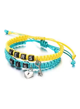 2-Piece Letter Pattern Bracelet 