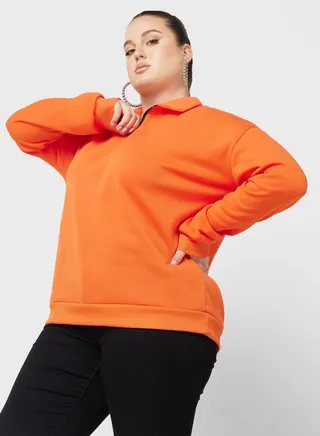 Zip Neck Detail Sweatshirt 