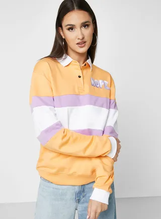 Varsity Sweatshirt With Collar & Cuff