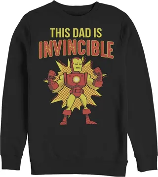 Men's Marvel This Dad is Invincible Cartoon Iron Man Sweatshirt - Black - X Large