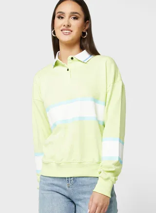 Henley Collar Sweatshirt 