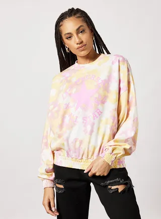 Washed Floral Cotton Sweatshirt 