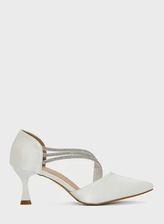 Triple Diamante Curved Strap Pointed Pump