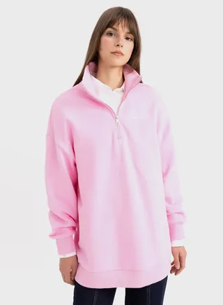 Regular Fit Thick Sweatshirt Fabric Polo Collar Sl 