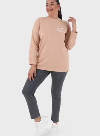 Round Neck Graphic Detail Sweatshirt 