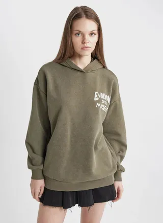 Oversize Fit Thick Fabric Washable Sweatshirt 