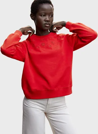 Openwork Crew Neck Sweatshirt 
