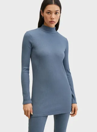 Ribbed High Neck Sweatshirts 