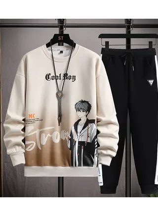 Boys Round Neck Long Sleeved Set Two-piece 