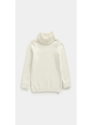 White Roll Neck Knitted Jumper 