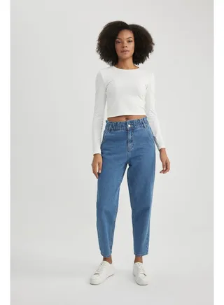 Woman Paperbag Denim Trousers 