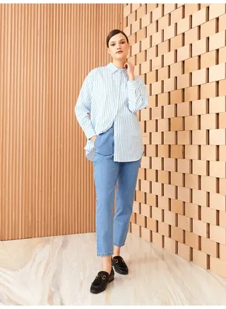 Elastic Waist Slouchy Fit Women's Jean Trousers 
