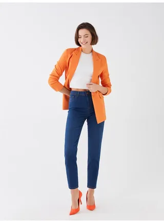 High Waisted Slim Fit Women's Denim Trousers 