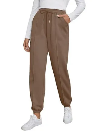 Sportswear - Sport Sweatpants With Line - High Waist 