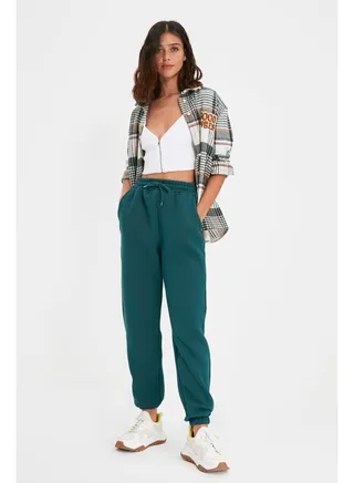 Petrol Thick Fleece Inside Basic Knitted Sweatpants TWOAW22EA0468 