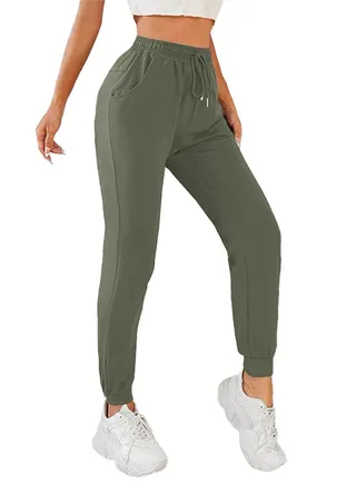 Drawstring Sweatpants Elastic Waist And Ankles With Pocket - Joggers For Women 