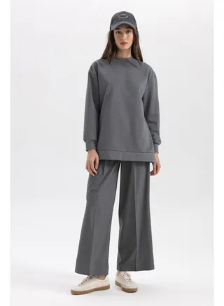 Woman Wide Leg Woven Trousers 