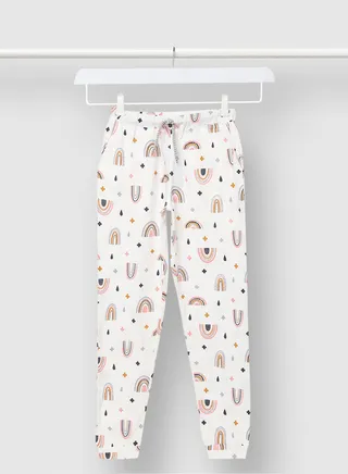 Girls Cotton Printed Jogger Multicolour 