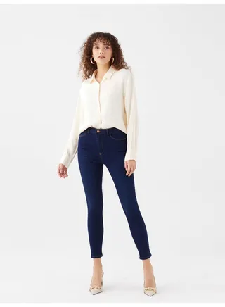 High Waisted Slim Fit Women's Denim Trousers 