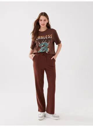 Elastic Waist Stitched Detail Women's Tracksuit Bottoms 