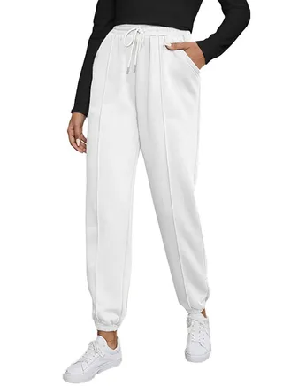 Sportswear - Sport Sweatpants With Line - High Waist 