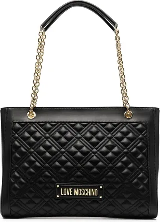 Faux-Leather Quilted Shoulder Bag