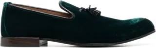 Green Velvet Nicholas Tassel Trim Slippers