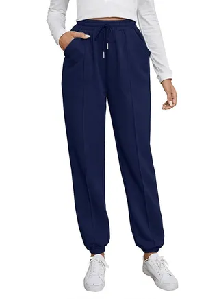 Sportswear - Sport Sweatpants With Line - High Waist 