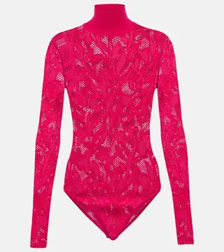 Lace turtleneck bodysuit