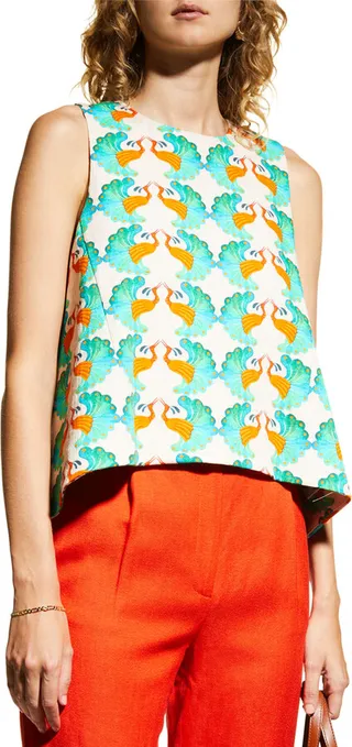 La Scala Printed Crewneck Blouse
