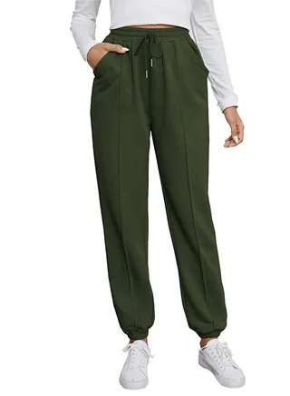 Sportswear - Sport Sweatpants With Line - High Waist 