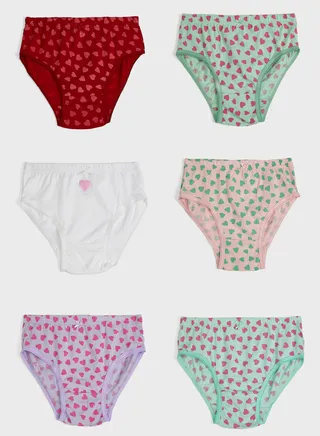 Pack Of 7 Printed Girls Brief 