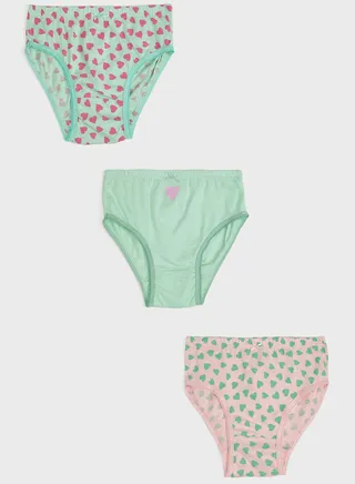 Pack Of 3 Printed Girls Brief 