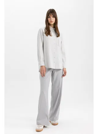 Woman Wide Leg Woven Trousers 