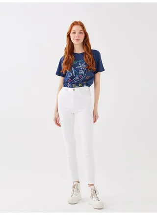 High Waisted Super Skinny Fit Regular Women's Denim Trousers 