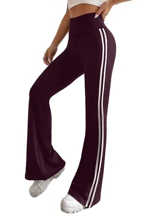 Sport Leggings Pants – Flared Leg – Side Stripe 