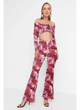 Woman Pants Pink-Multicolor 