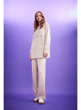 Woman Wide Leg Knitted Trousers 