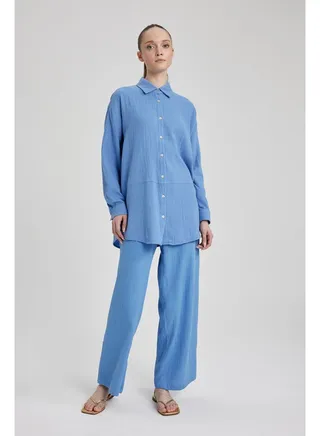 Woman Wide Leg Woven Trousers 