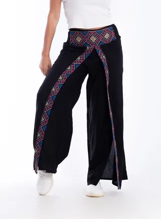 Long patterned bedding trousers 
