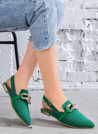 Mules Flat Cloth Plush SB-5 - Green 