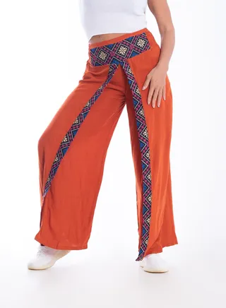 Long patterned bedding trousers 