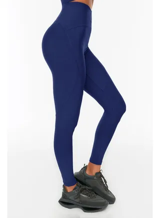 Navy Blue Recovery Full Length Knitted Sports Leggings TWOSS21TA0023 