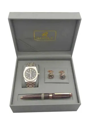 Men's Metal Analog Watch Gift Set 
