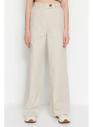 Stone Wide Leg/Wide Leg Woven Trousers TWOSS23PL00142 