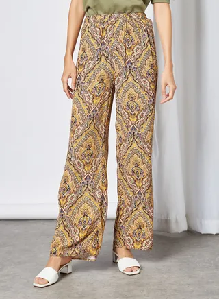 Paisley Wide Leg Pants Golden Spice Spicy Boho 